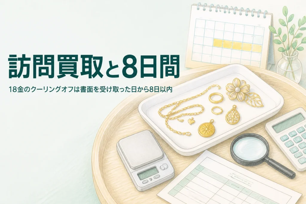 18金の訪問買取とクーリングオフを説明するアイキャッチ