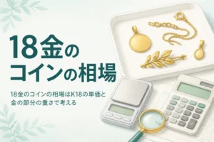 18金のコインの相場と買取を説明するアイキャッチ