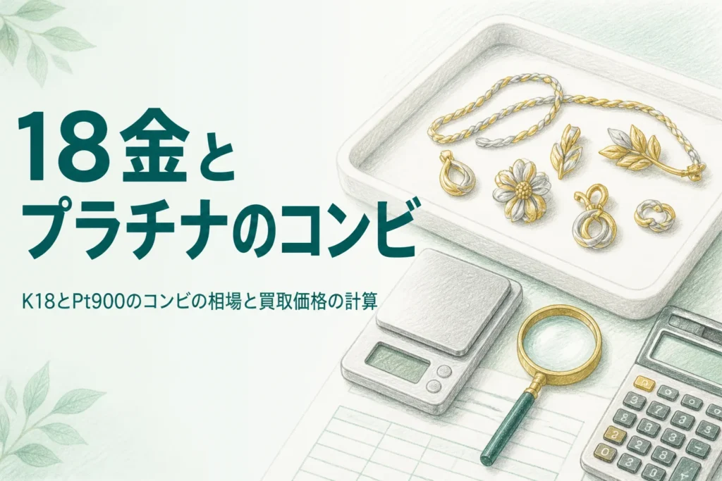 K18とPt900のコンビの相場と買取価格の計算を説明するアイキャッチ