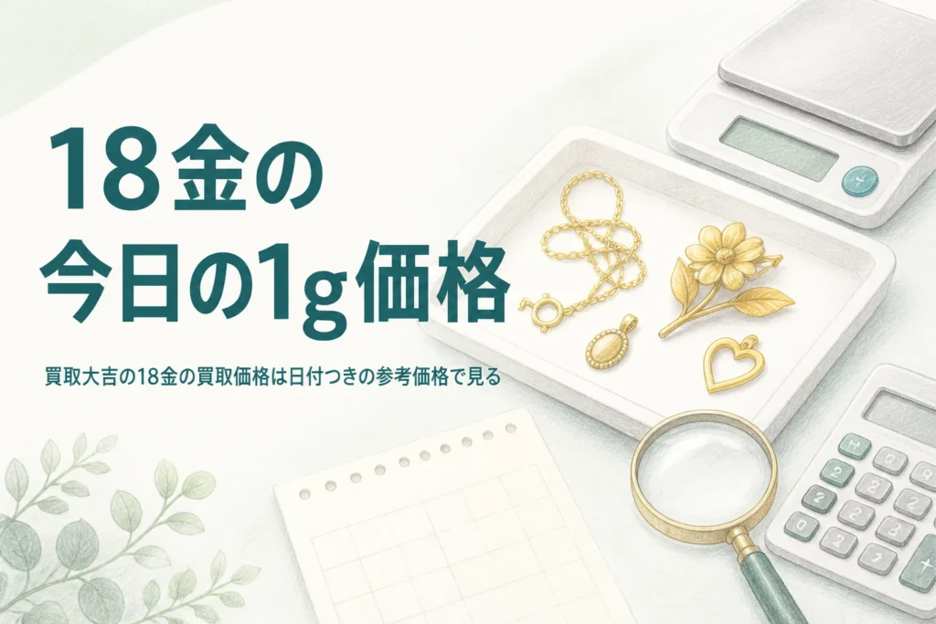 買取大吉の18金の買取価格の見方を説明するアイキャッチ