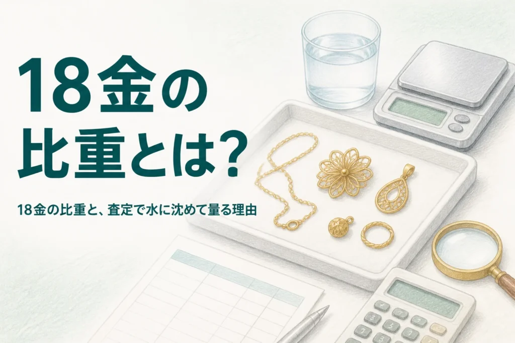 18金の比重と査定で水に沈めて量る理由を解説する記事のアイキャッチ