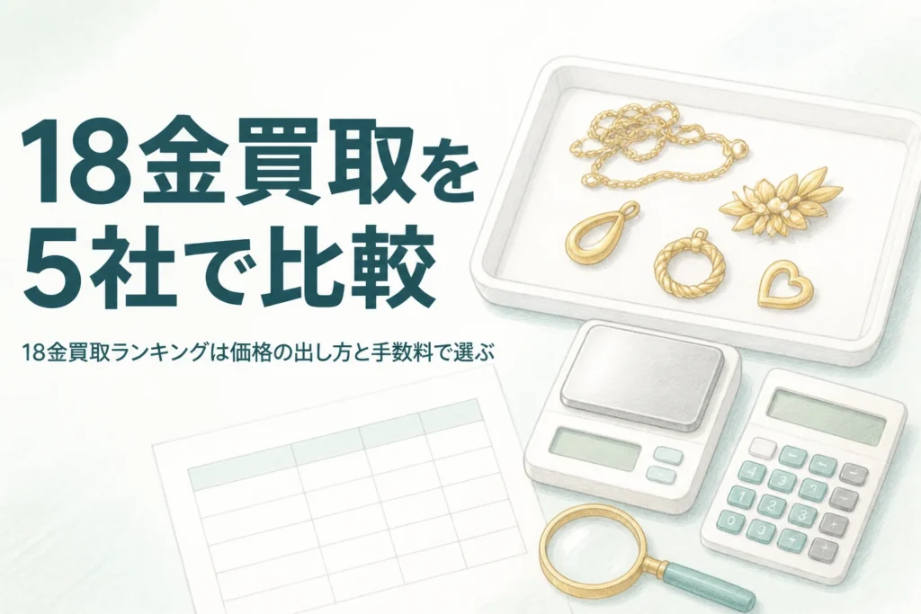 18金買取ランキングを5社の公式情報で比較するイメージ