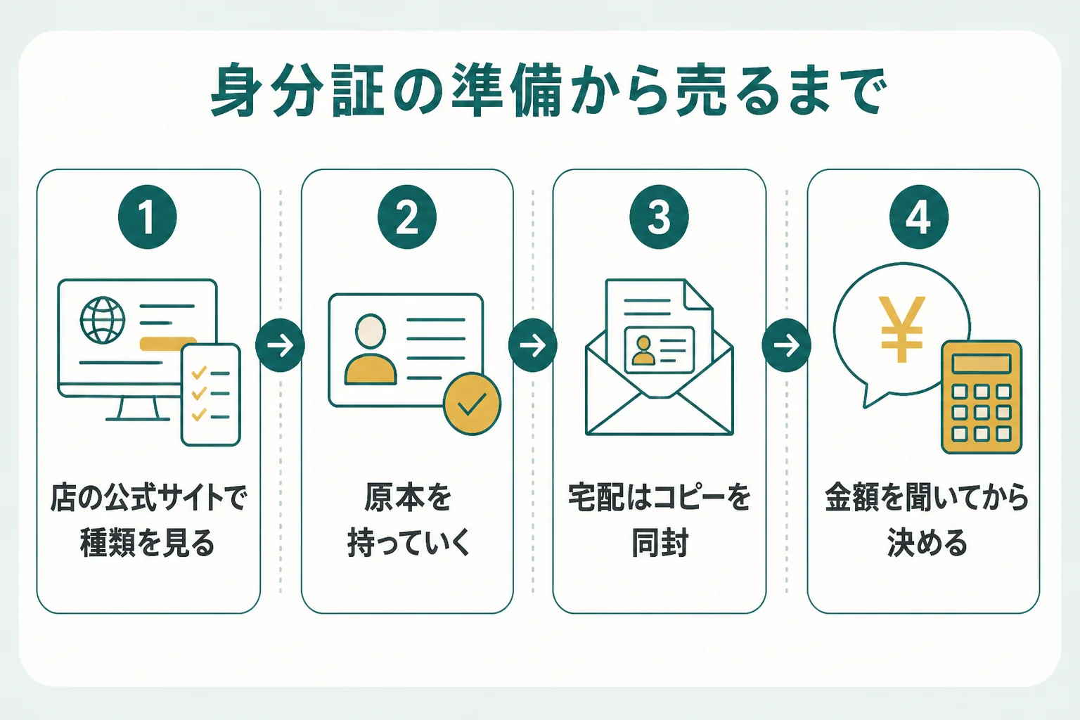 身分証の準備から店で売るまでの流れの図解