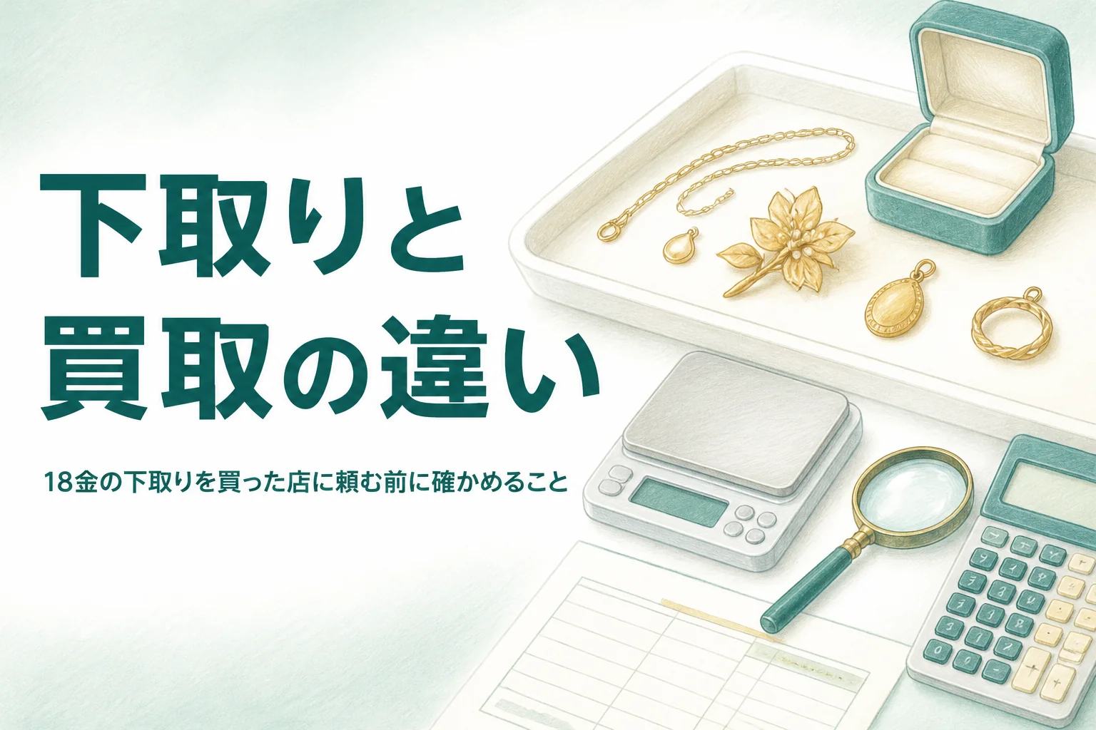 18金の下取りを宝石店に頼む前に確かめることを説明するアイキャッチ