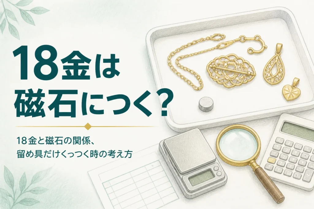18金は磁石につくのかと留め具だけくっつく時の考え方を解説する記事のアイキャッチ