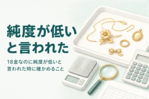 18金なのに純度が低いと言われた時の考え方を解説する記事のアイキャッチ