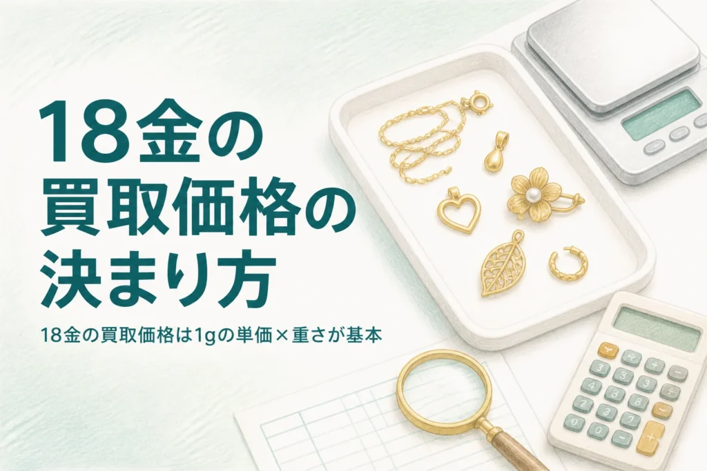 18金の買取価格の決まり方と店ごとの違いを解説する記事のアイキャッチ