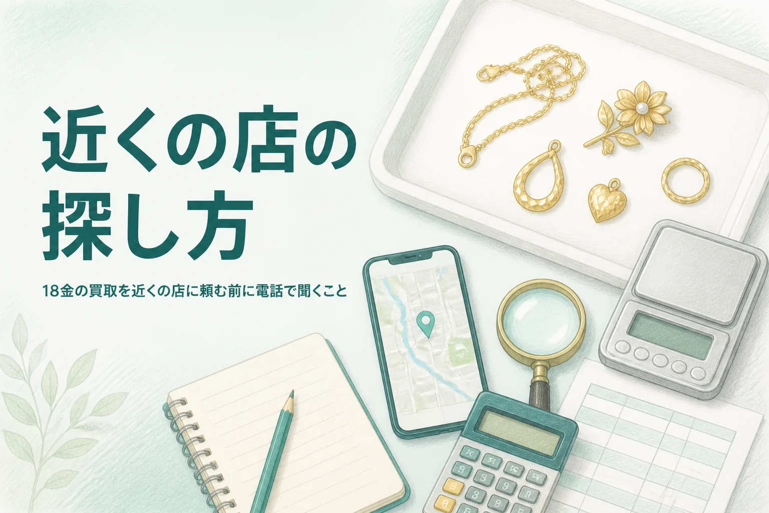 18金の買取を近くの店に頼む時の探し方を説明するアイキャッチ