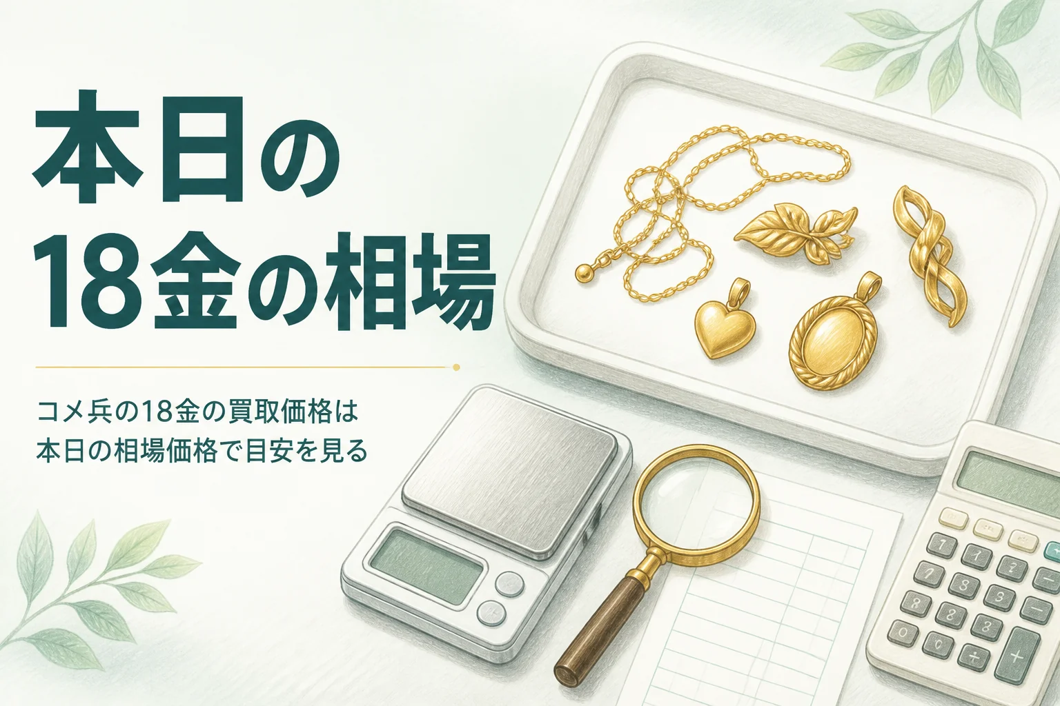 コメ兵の18金の買取価格の見方を説明するアイキャッチ