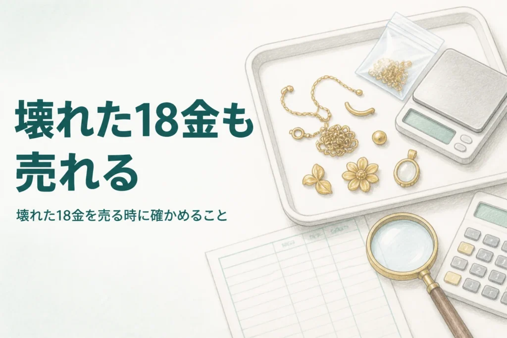 壊れた18金を売る時に確かめることを説明するアイキャッチ