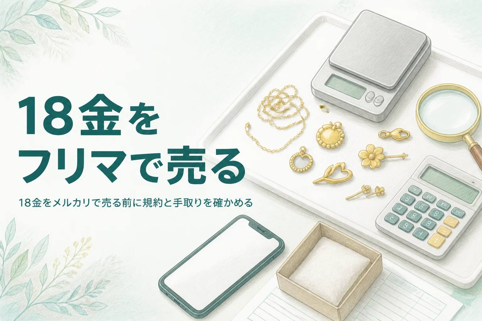 18金をメルカリなどフリマアプリで売る前の確認を説明するアイキャッチ