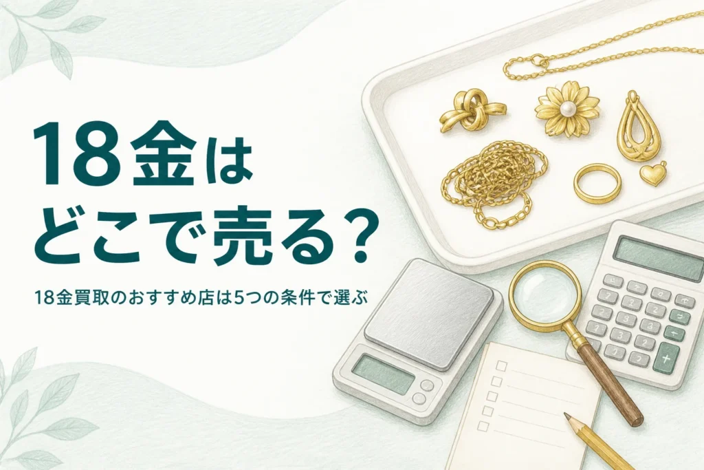 18金買取のおすすめ店を5つの条件で選ぶイメージ