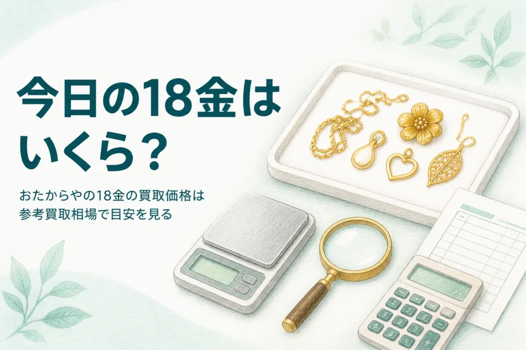 おたからやの18金の買取価格の見方を説明するアイキャッチ