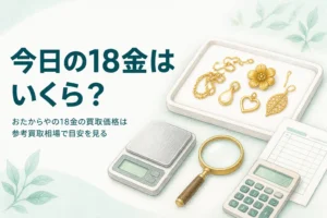 おたからやの18金の買取価格の見方を説明するアイキャッチ