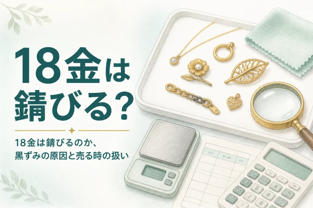18金は錆びるのかを説明するアイキャッチ