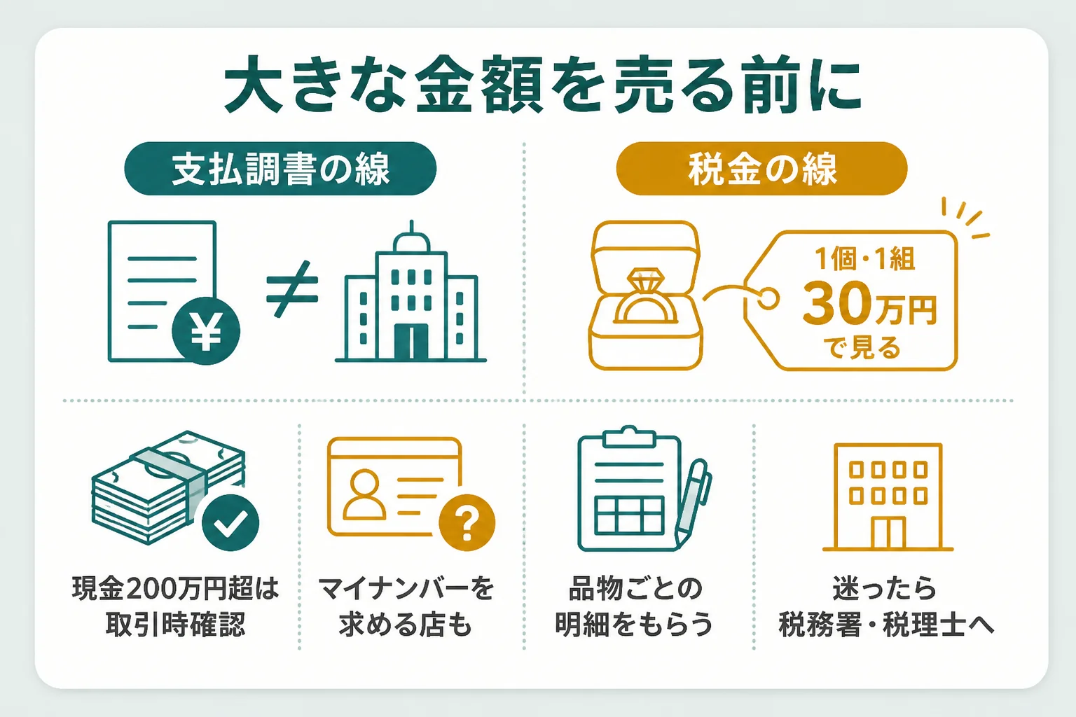 大きな金額の18金を売る前に確かめることの図解