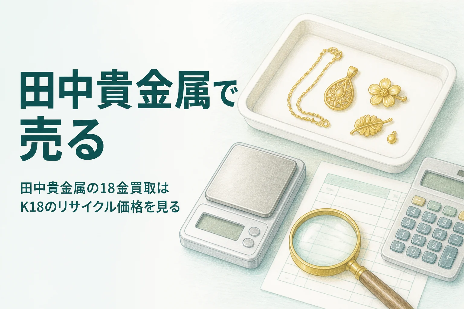 田中貴金属で18金を買取してもらう時の価格の見方を説明するアイキャッチ